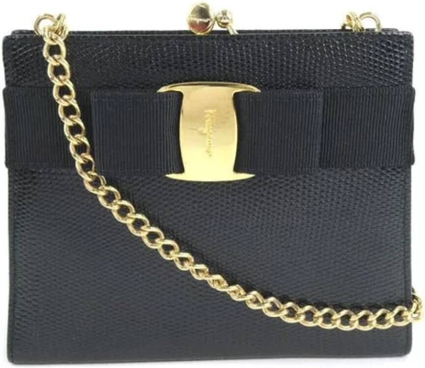 Salvatore Ferragamo Pre-owned Voldoende lederen crossbody-bags Zwart Dames