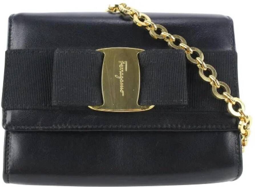 Salvatore Ferragamo Pre-owned Voldoende lederen crossbody-bags Zwart Dames