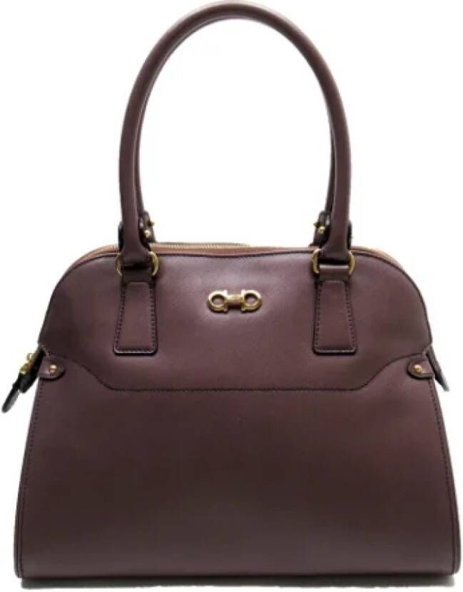 Salvatore Ferragamo Pre-owned Voldoende lederen handtassen Purple Dames