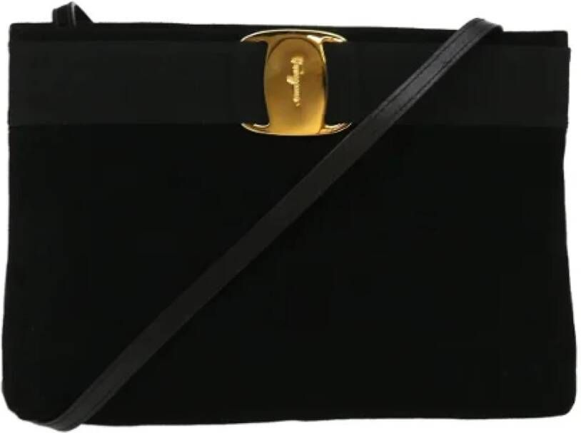 Salvatore Ferragamo Pre-owned Voldoende stoffen schouderzakken Zwart Dames