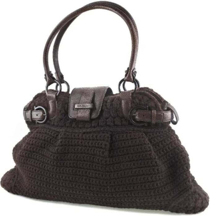 Salvatore Ferragamo Pre-owned Wool handbags Bruin Dames