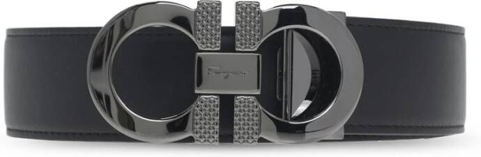 Salvatore Ferragamo Reversible leather belt Zwart Heren