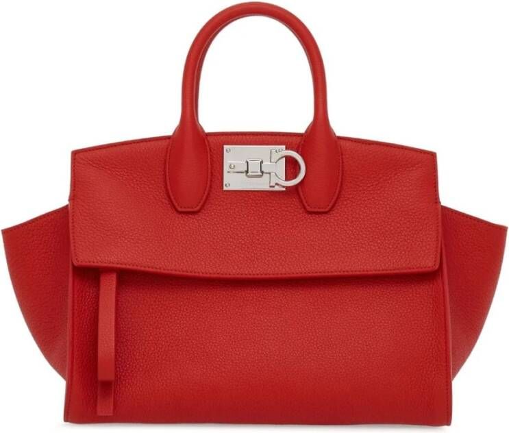 Salvatore Ferragamo Rode Studio Soft Leren Tote Tas Red Dames