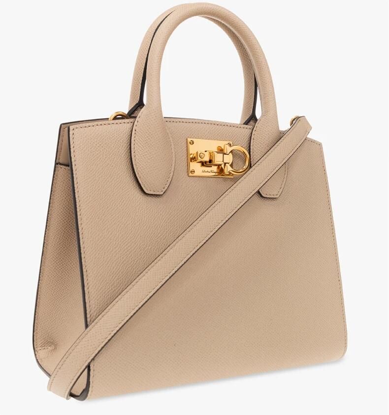 Salvatore Ferragamo Stijlvolle Crossbody Tas in Zwart Leer Beige Dames - Foto 3