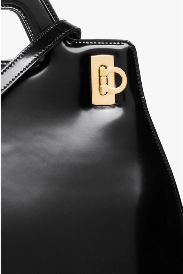 Salvatore Ferragamo Zwarte leren tote tas met Gancini flip-lock sluiting Black Dames - Foto 10