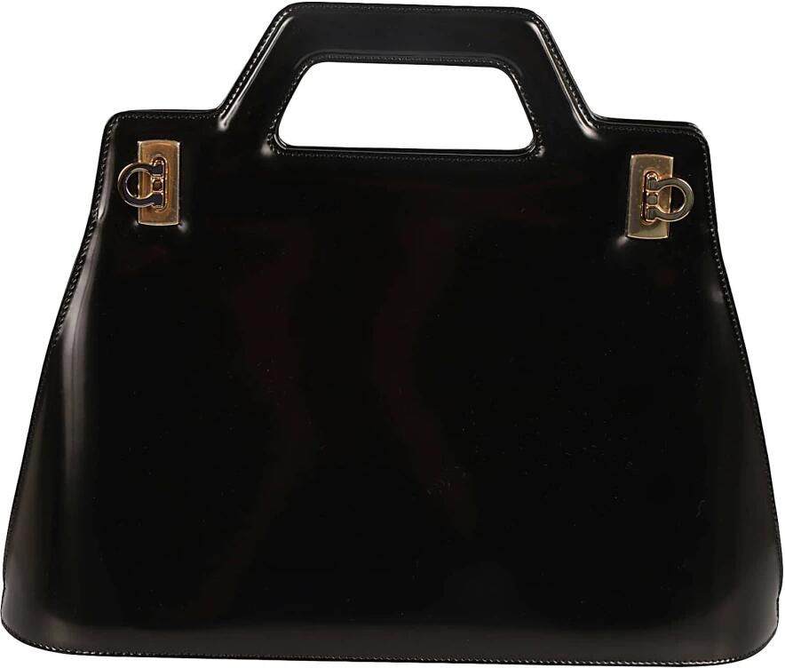 Salvatore Ferragamo Zwarte leren tote tas met Gancini flip-lock sluiting Black Dames - Foto 4