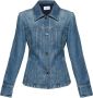 Salvatore Ferragamo Blauwe Denim Jas met Gestikte Panelen Blauw Dames - Thumbnail 1