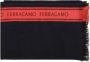 Salvatore Ferragamo Zwart Wollen Sjaal met Rode Streep en Franjes Black Heren - Thumbnail 1
