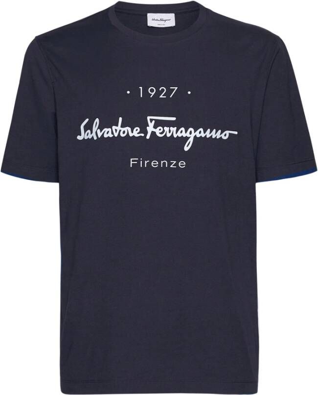 Salvatore Ferragamo T-Shirt Blauw Heren