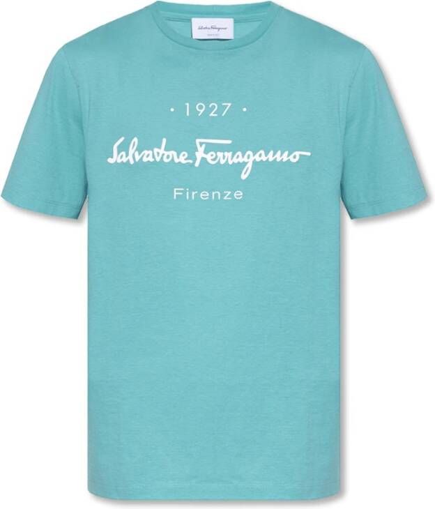 Salvatore Ferragamo T-shirt met logo Blauw Heren