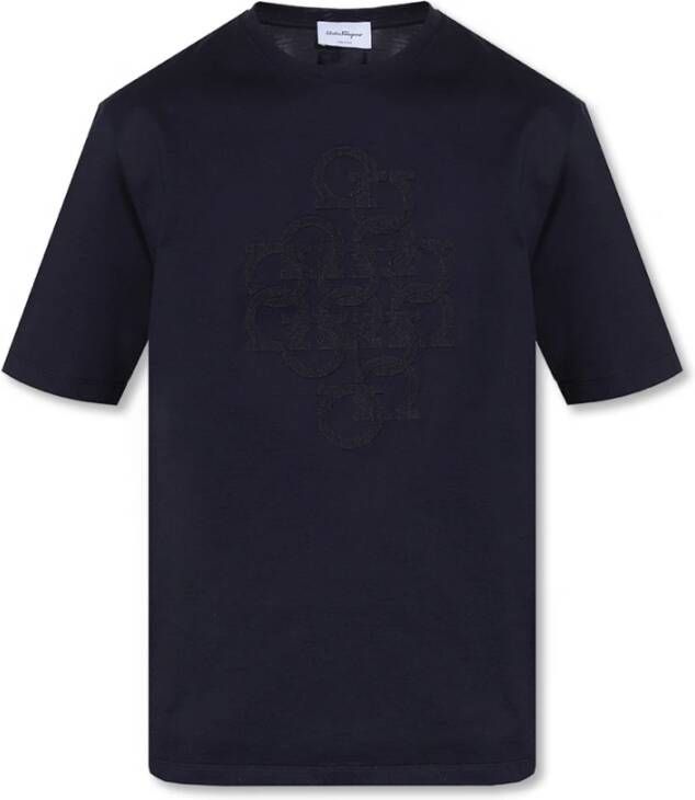 Salvatore Ferragamo T-shirt met logo Blauw Heren