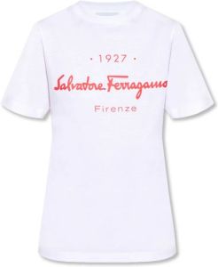 Salvatore Ferragamo T-shirt met logo Wit Dames
