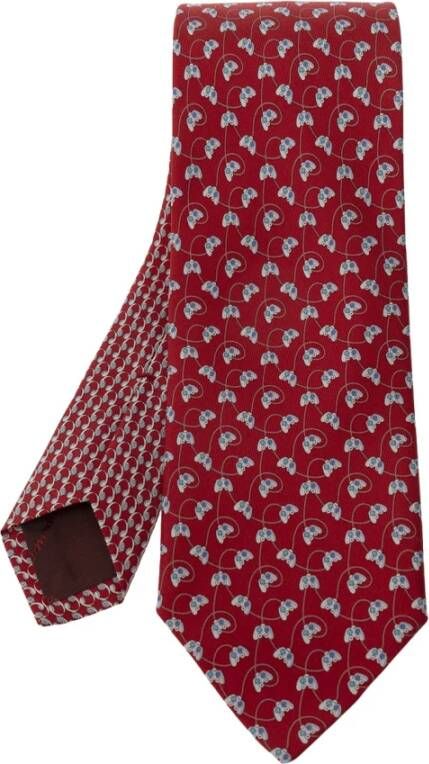 Salvatore Ferragamo Zijden stropdas met kleurrijke print Red Heren