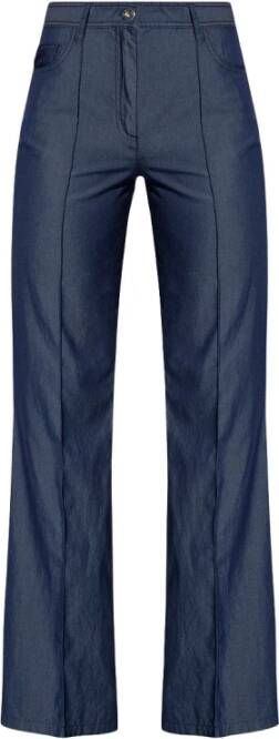Salvatore Ferragamo Katoenen broek met uitbreidbare pijpen Blue Dames