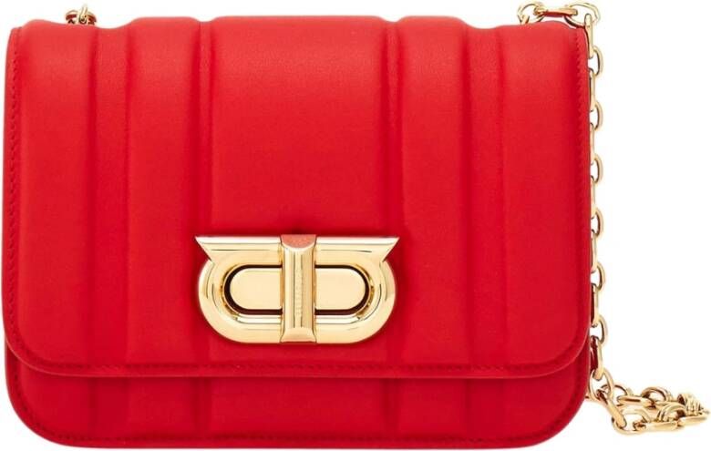 Salvatore Ferragamo Vibrant Red Mini Cross Body Tas met Geometrisch Quilten Rood Dames