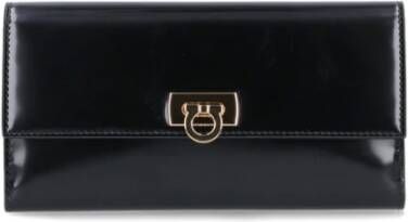 Salvatore Ferragamo Leren portemonnee met logo Black Dames