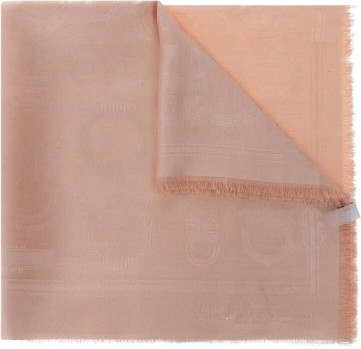 Salvatore Ferragamo Roze Gancini-Print Sjaal Pink Dames