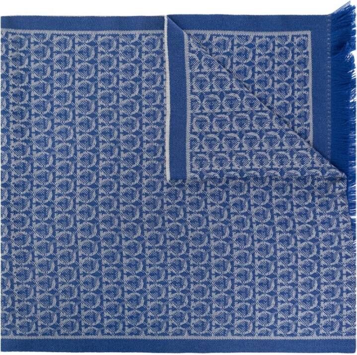 Salvatore Ferragamo Wollen sjaal met monogram Blauw Dames