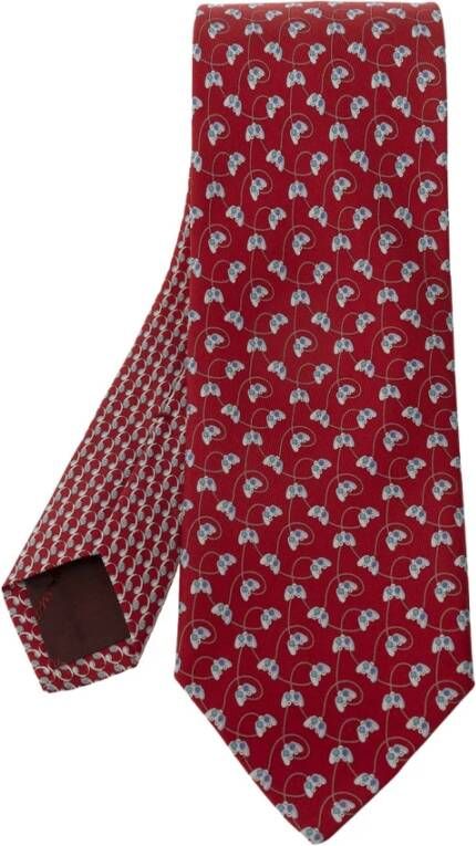 Salvatore Ferragamo Zijden stropdas met kleurrijke print Red Heren