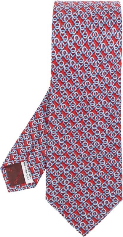 Salvatore Ferragamo Zijden stropdas met monogram Rood Heren