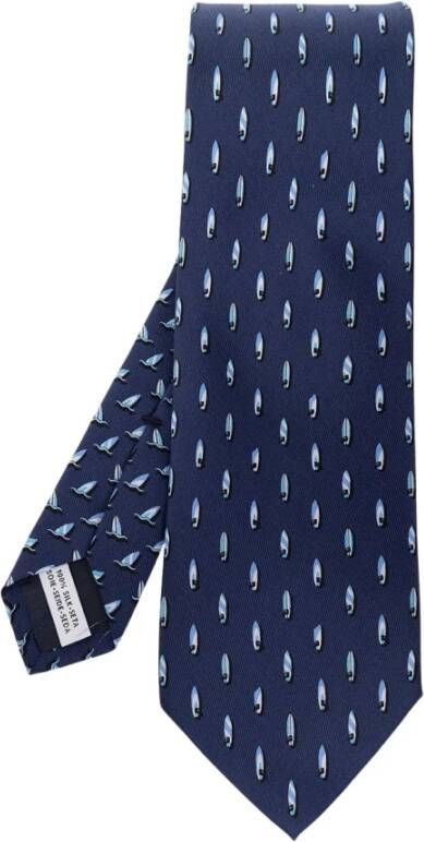 Salvatore Ferragamo Zijden stropdas met print Blauw Heren