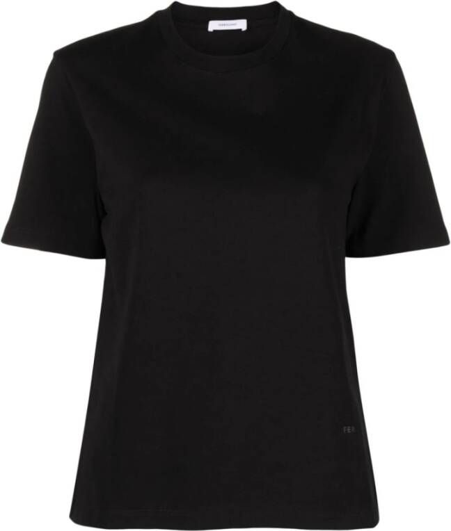 Salvatore Ferragamo Zwarte katoenen T-shirt met logo print Zwart Dames