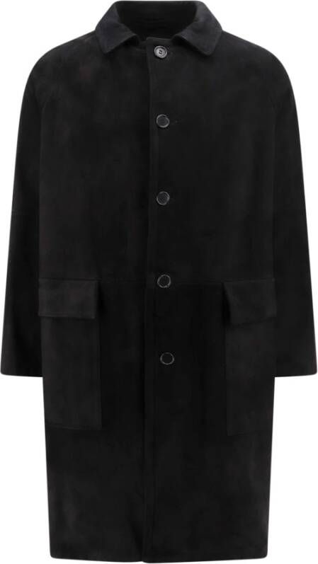 Salvatore Santoro Leren jas met zwarte knopen Zwart Heren