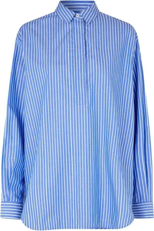 Samsøe Alfrida HP 14765 Blauw Wit Gestreept Overhemd Blauw Dames