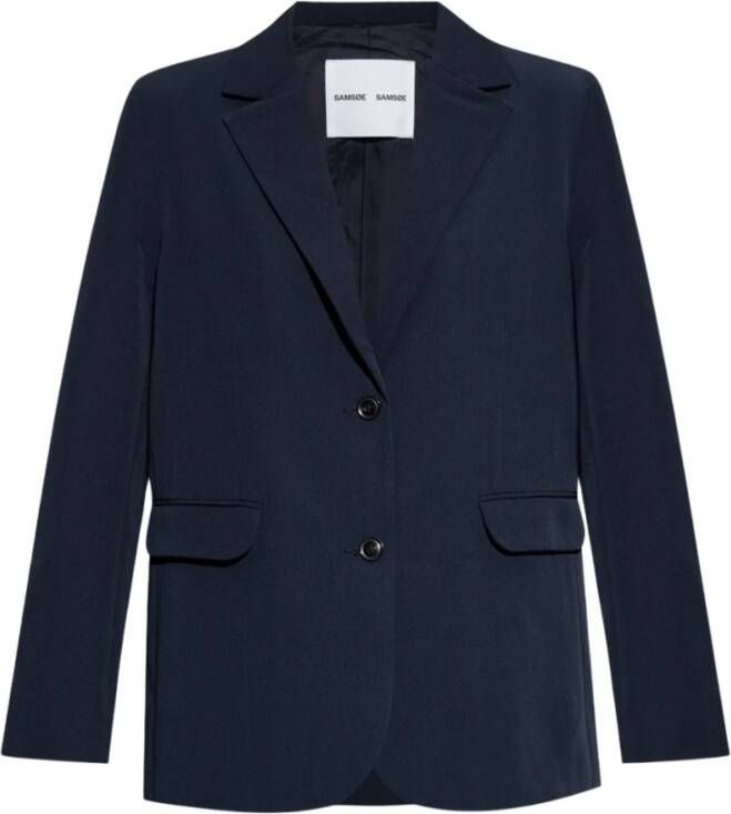 Samsøe Marineblauwe Single-Breasted Blazer Blue Dames