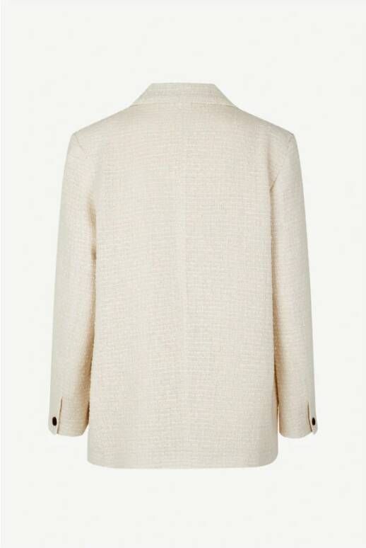 Samsøe Blazer met relaxte pasvorm en één knoop White Dames
