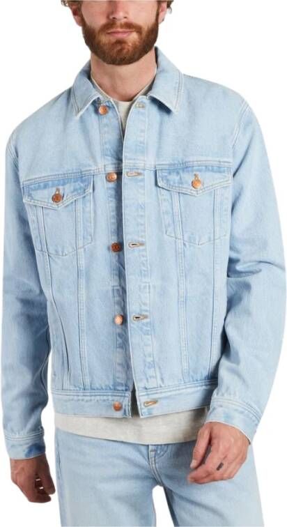 Samsøe Casual Denim Jas Blauw Heren