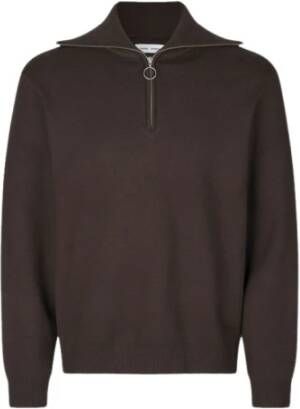 Samsøe Clic Cut Half Zip Gebreide Trui Bruin Heren