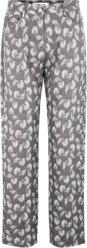 Samsøe Denim Paisley Print Rechte Broek Grijs Dames