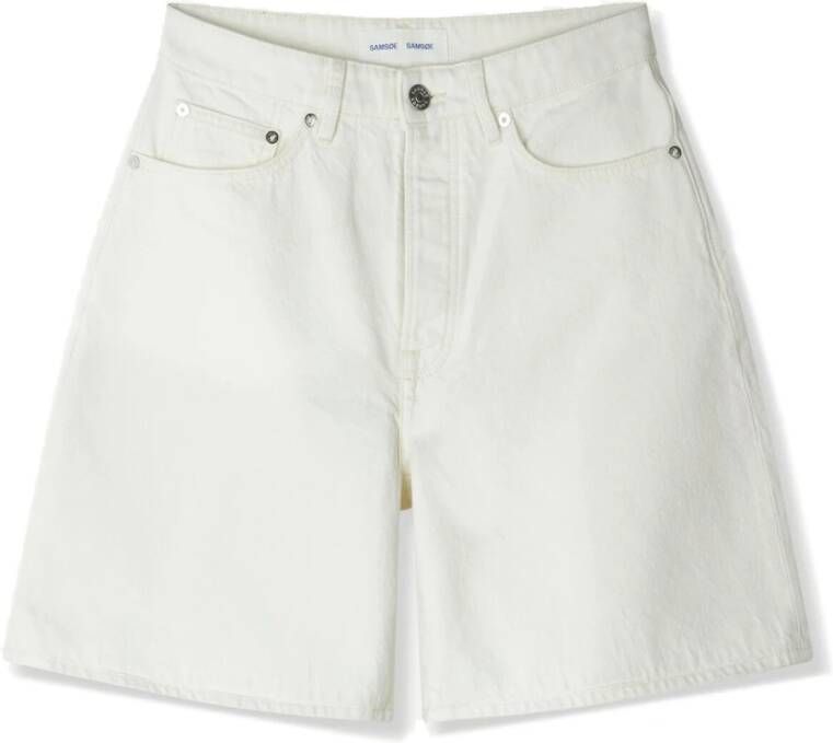 Samsøe Ecru Denim Shorts Shelly Flare White Dames