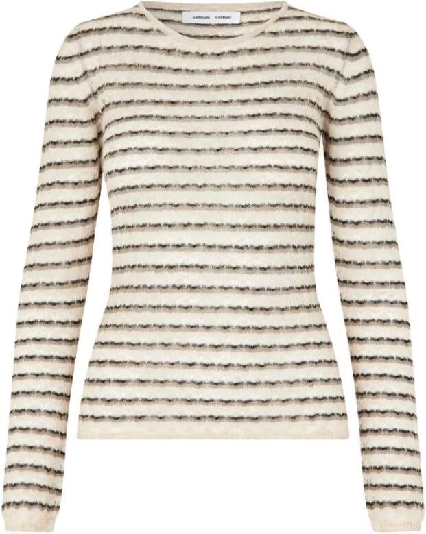 Samsøe Gestreepte Slim Fit Crew Neck Jersey Bruin Dames