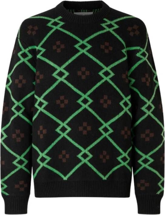 Samsøe Grafische Jacquard Crewneck Trui Groen Heren