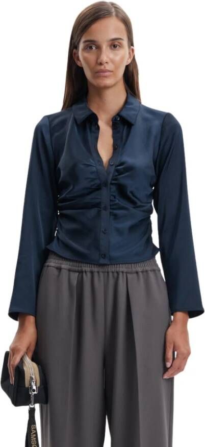 Samsøe Jolina Slim-Fit Blouse Blauw Dames