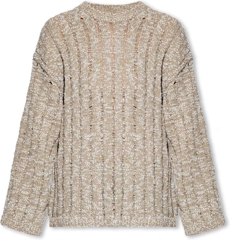 Samsøe Grofgebreide trui met ronde hals Beige