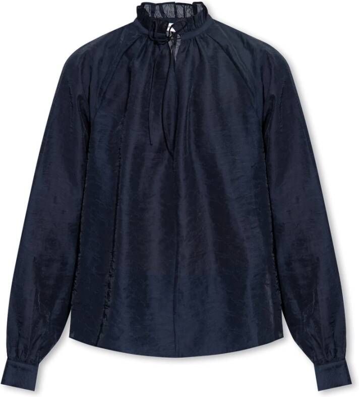Samsøe Gestructureerde Jacquard Blouse Blauw Dames