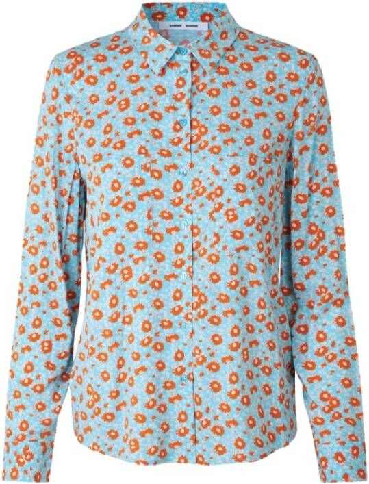 Samsøe Klassieke Bloemenblouse met Knoopsluiting en Borstzakken Meerkleurig Dames