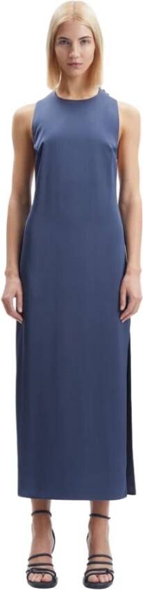Samsøe Nachtblauwe Satijnen Maxi Jurk Blauw Dames