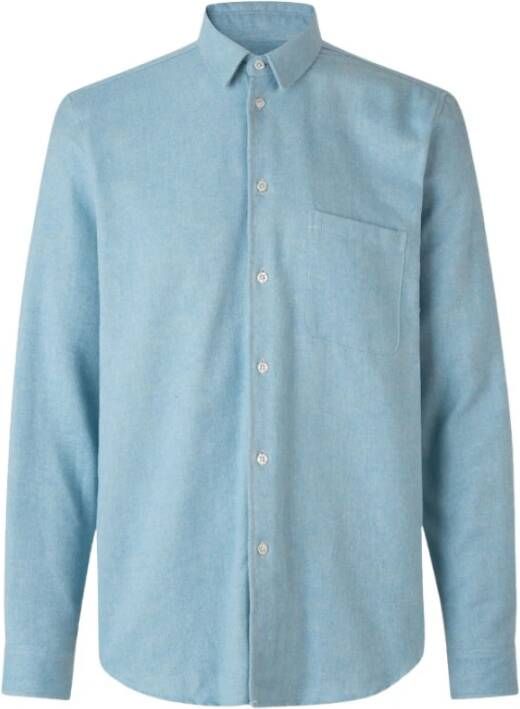Samsøe Casual Katoenen Overhemd Blue Heren