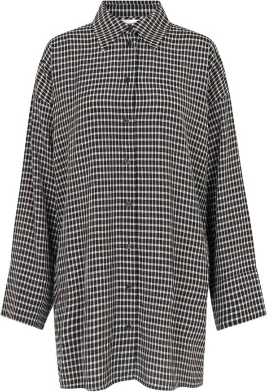 Samsøe Oversized Geruite Shirt Zwart Dames