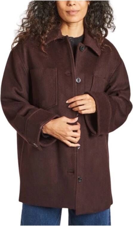 Samsøe Oversized Wollen Jas Bruin Dames