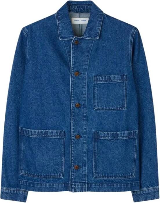 Samsøe Relaxed Fit Denim Werkjas Blauw Heren