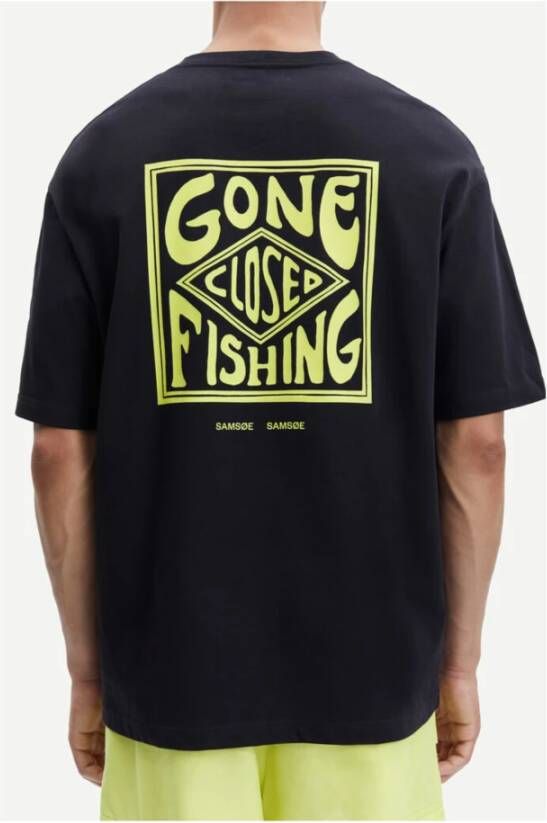 Samsøe Samsøe Gone Fishing Uni T-shirt Zwart Heren
