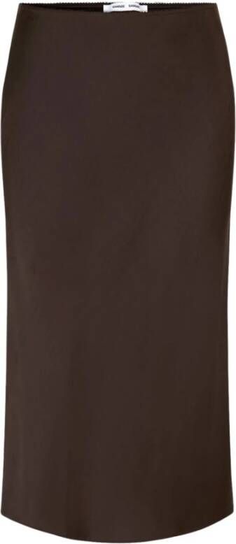Samsøe Agneta Midi Rok Bias Snit Uitlopende Zoom Gerecyclede Polyester Mix Black Dames