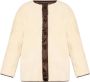 Samsøe Casual Fit Faux Sheepskin Jas Beige Dames - Thumbnail 1