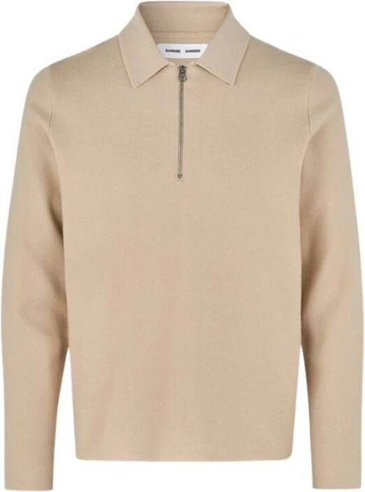 Samsøe Stijlvolle Guna Half ZIP Polo Shirt Beige Heren