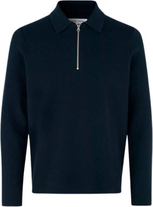 Samsøe Guna Polo Shirt met Lange Mouwen Blue Heren